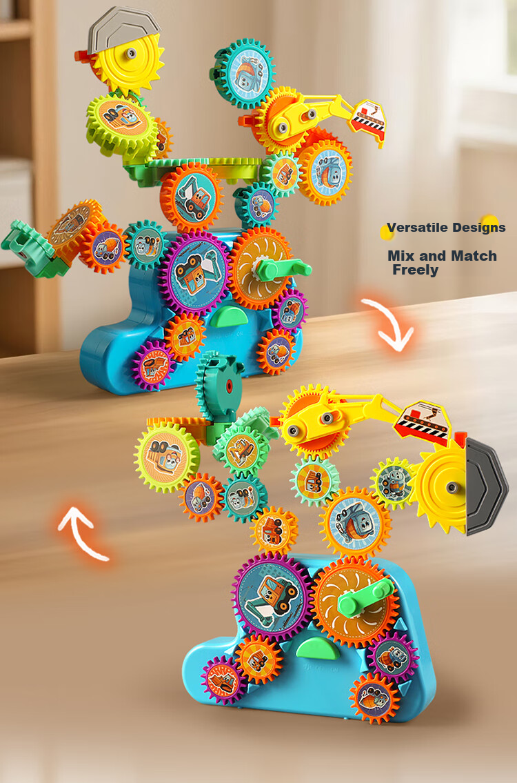 BEIBITONGHUA Transformable Electric Gear Building Blocks DIY Educational Toy for Boys Ages 3-6 Creative Birthday Gift Stationery 10