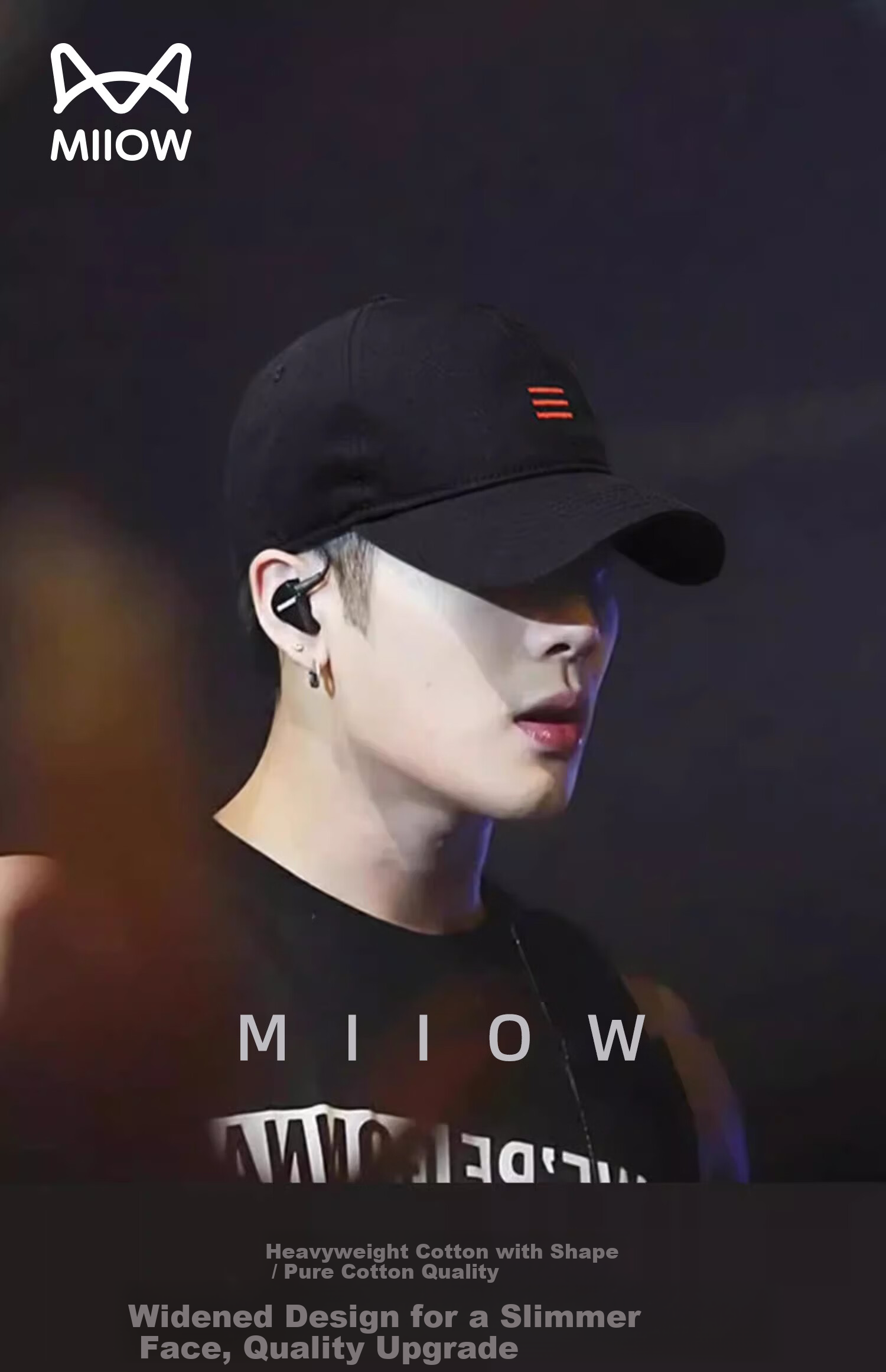 Miiow Men's Cotton Baseball Cap Large Size Big Head Circumference Unisex Duckbill Hat Trendy Sunshade Black-Red Three Stripes 1