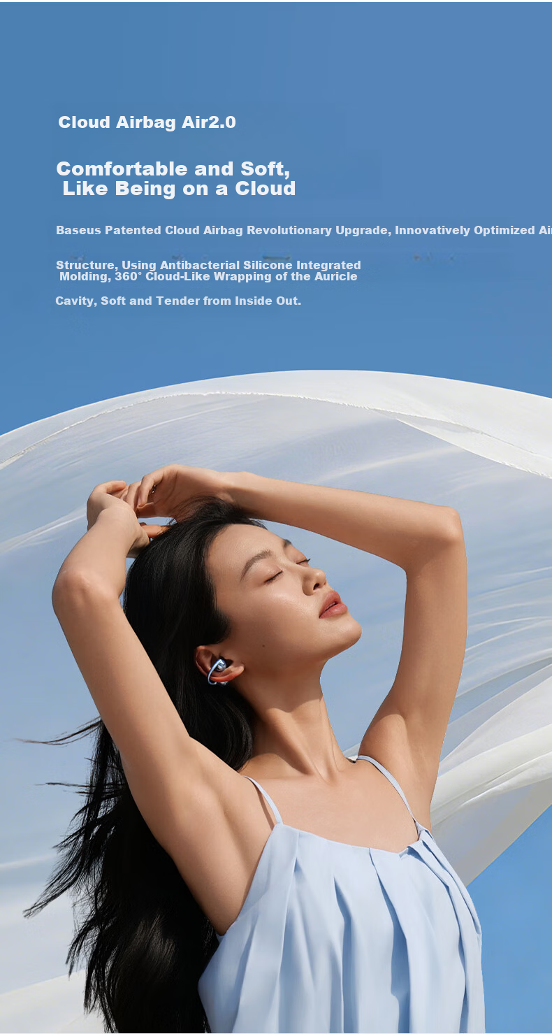 BASEUS [Latest Model 2026] MC2 S Comfortable Ear Clip Bluetooth Headphones, Open-Style Non-In Sports Call Noise Reduction AI Translation Long Battery Life Phantom Black 11