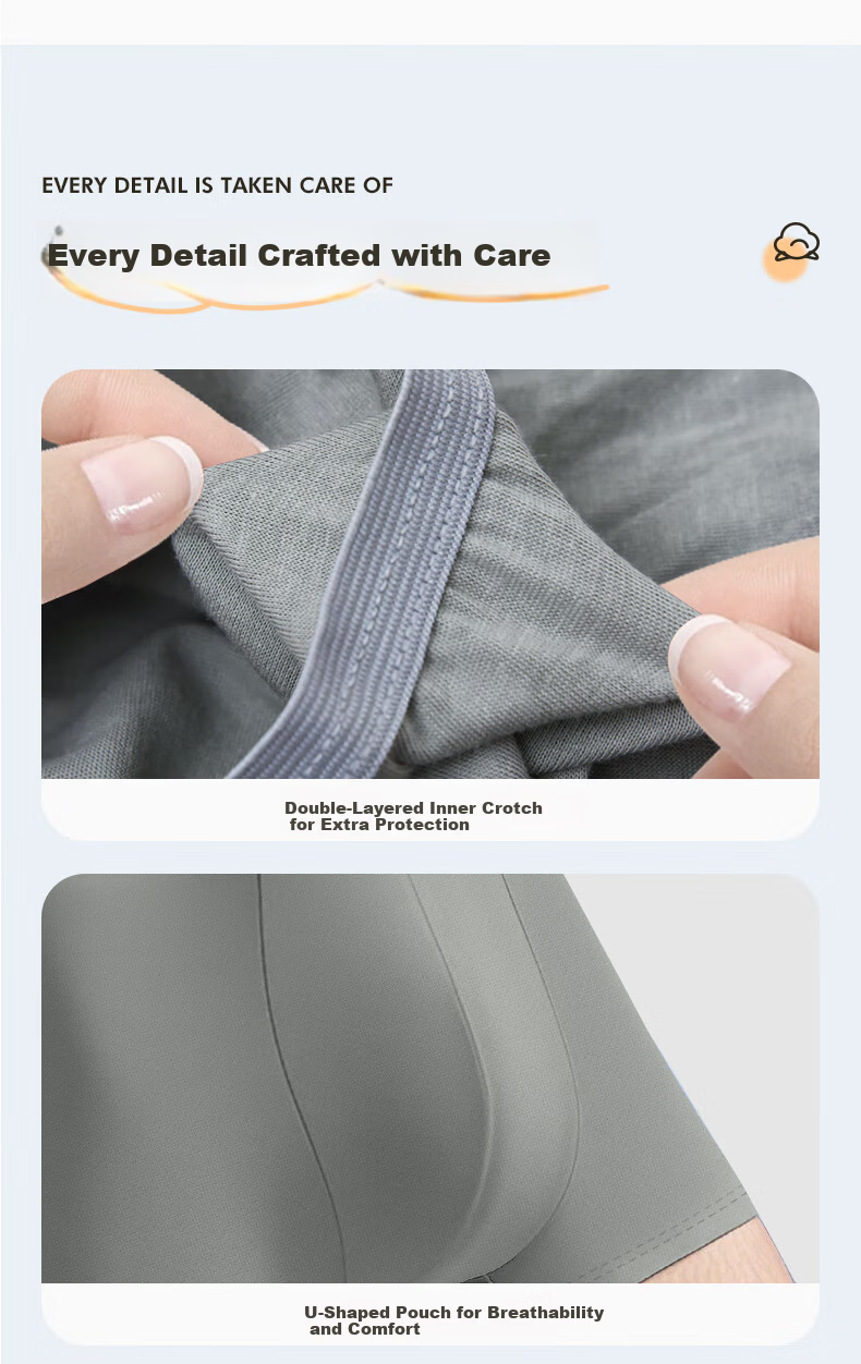 Baicaoyuan Disposable Men's Cotton EO Sterilized No-Wash Boxer Briefs with Gusset Travel Portable Daily Disposable Underwear 2XL 5-Pack Gray 15
