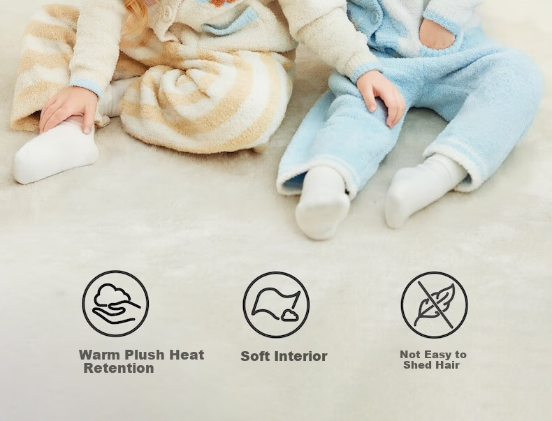 Babycare Children's Warm Homewear Parent-Child Autumn Winter Half Velvet Homewear Set Panda Off-White 100 Kids' Version 2