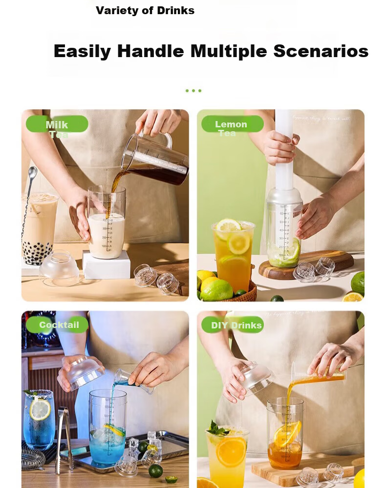 Maomiyoupin High Borosilicate Glass Shaker Set, Hand-Shaken Lemon Tea Tool, Cocktail Mixer, Milk Tea Ice Crusher, Juice Muddler 12