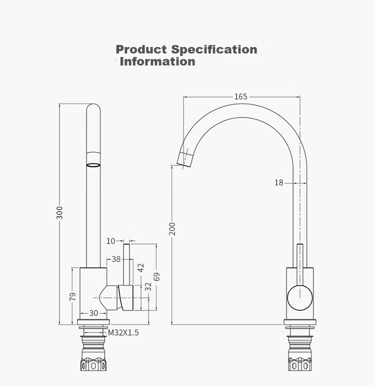 MEJUE Kitchen Single Cold Water Faucet 304 Stainless Steel Sink Faucet Vegetable Washing Basin Faucet Z-1608 3