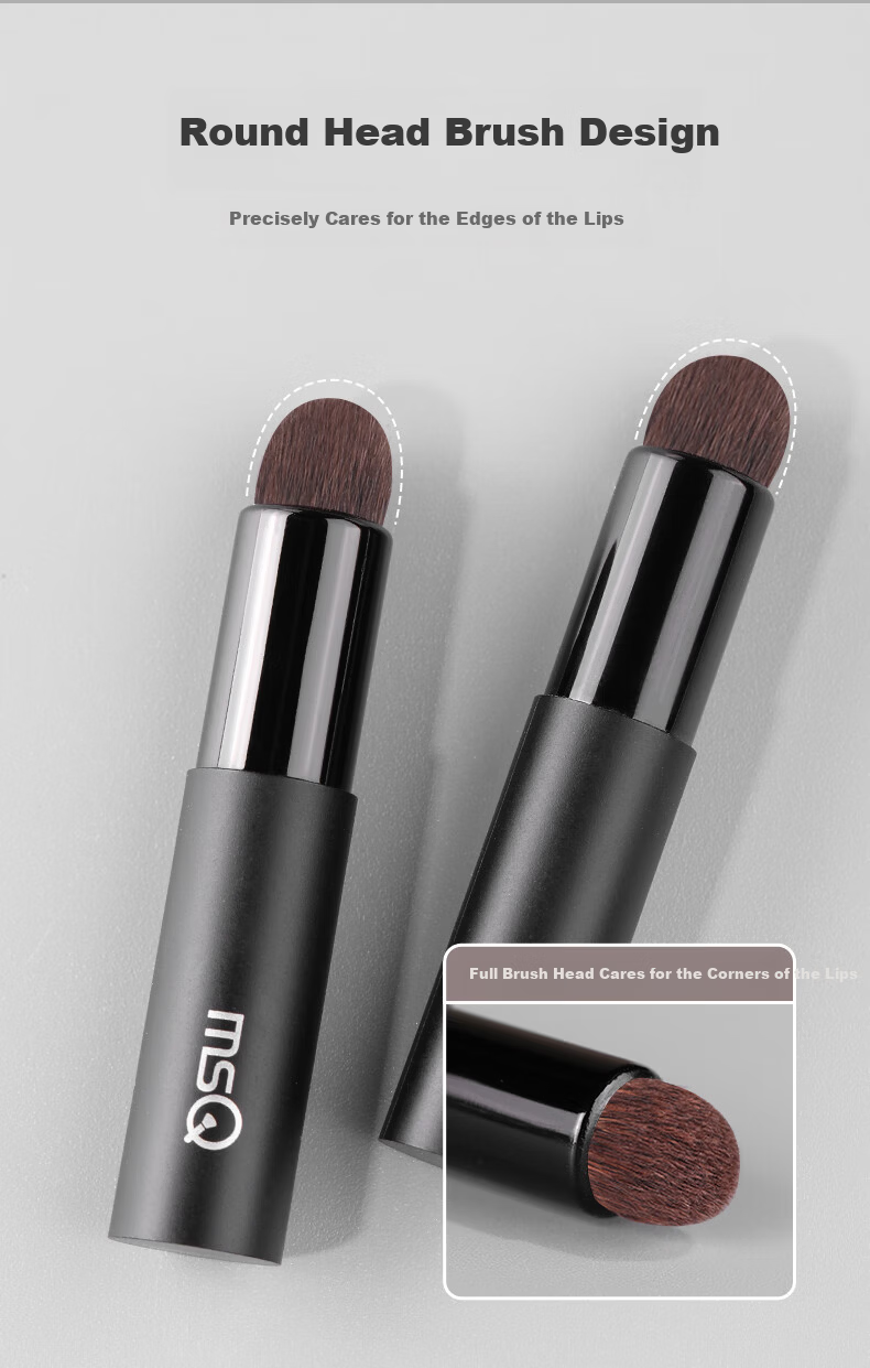 MSQ Mini Portable Lip Brush with Cap Round Head Lipstick Brush Mini Concealer Brush Lip Balm Blending Lip Mud Lip Gloss 4
