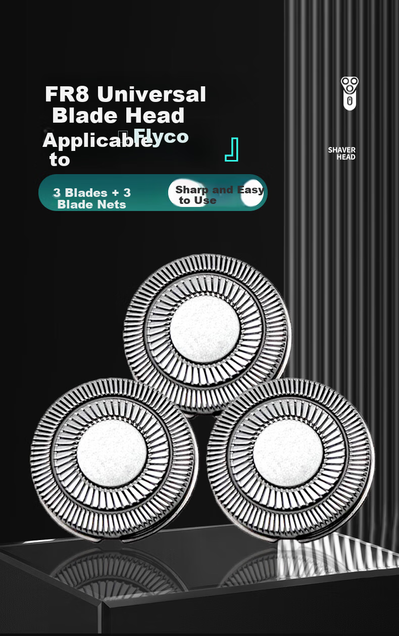 Jingba Replacement Shaver Heads for Flyco FS903/FC891/923/372 Electric Razor FR8 Three-Blade Accessories Blades and Foil 1
