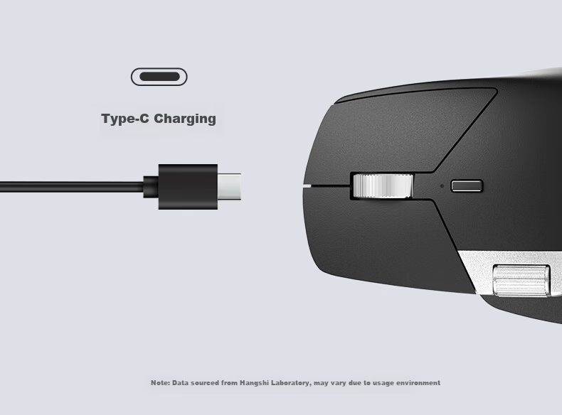 B.O.W Hangshi MD290L MAX Tri-Mode Wired Wireless Bluetooth Charging Mouse Laptop Office Ergonomic Silent Side Dual Scroll Wheel Mouse Silver Black 8