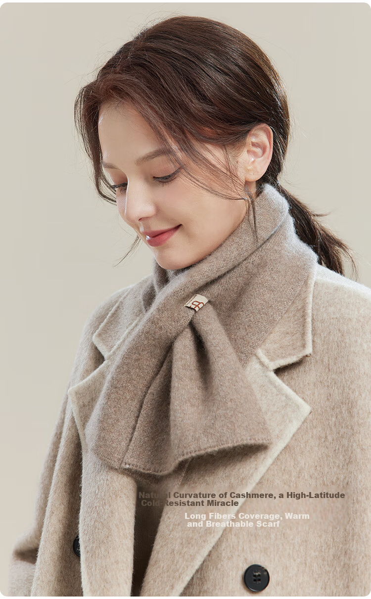 JIUMU 100% Cashmere Small Scarf for Women Autumn Winter Warm Neck Warmer Gift Box for Girls and Moms Birthday Present 5