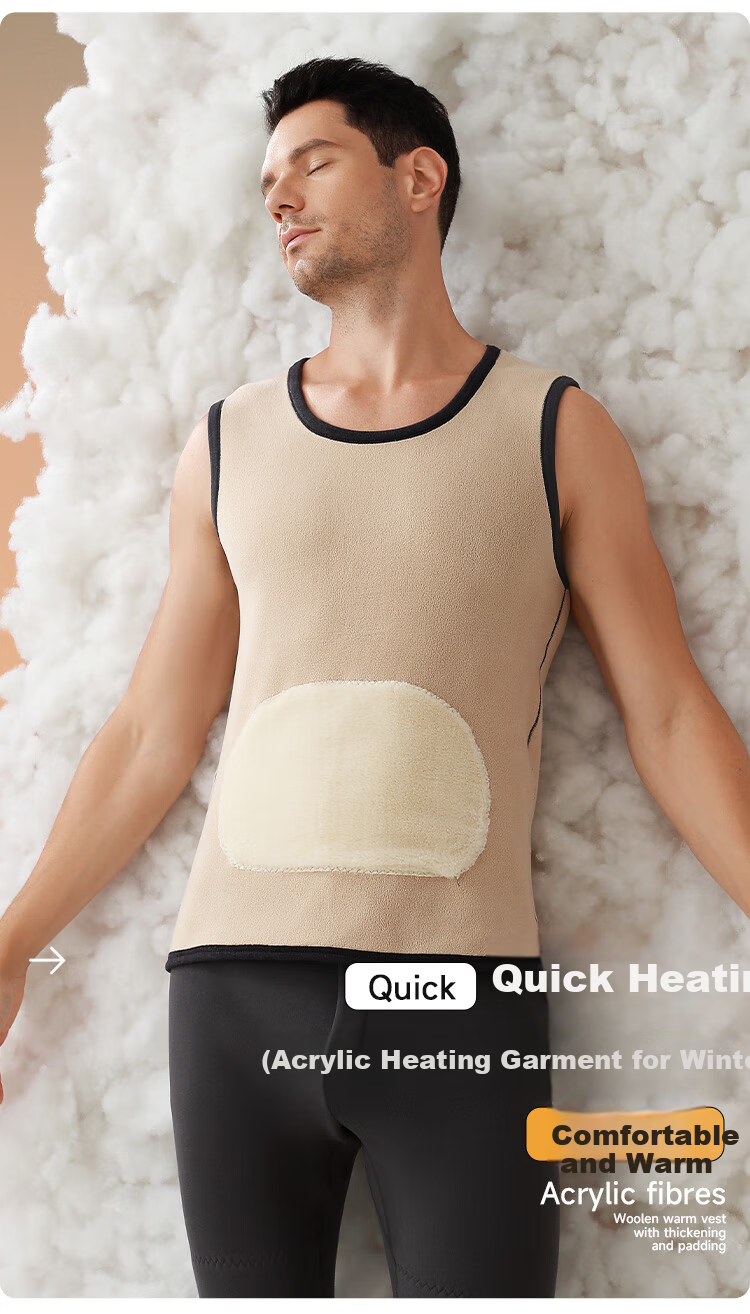 Me feeling Men's Thermal Underwear 2025 New Autumn Winter Thickened Fleece Vest Lamb Wool Warm Anti-Cold Top 8