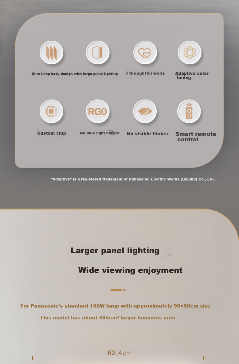 Panasonic Ceiling Light, 36W, Three-Color Temperature Adjustment, RA95 High Color Rendering Index, HHXN4037L Bedroom Light 2