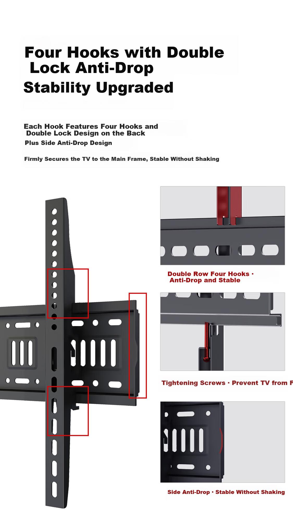 Beishi TV Wall Mount Bracket for 32-65 Inch TVs, Universal TV Stand Compatible with Multiple Brands LF-BG001 1