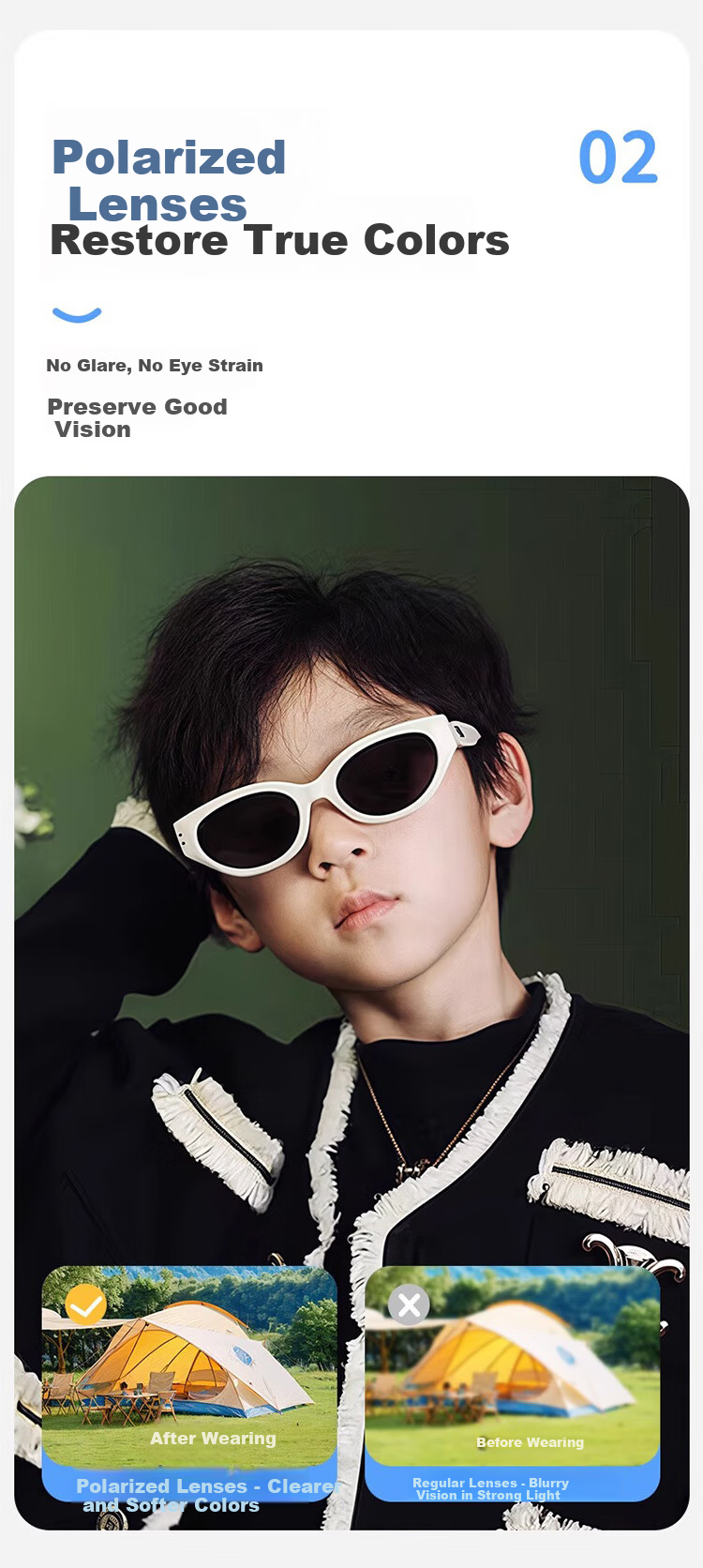 FENCHI Cat Eye Kids Sunglasses Boys Stylish Large Kids New Polarized UV Protection Girls Baby Sunglasses 5