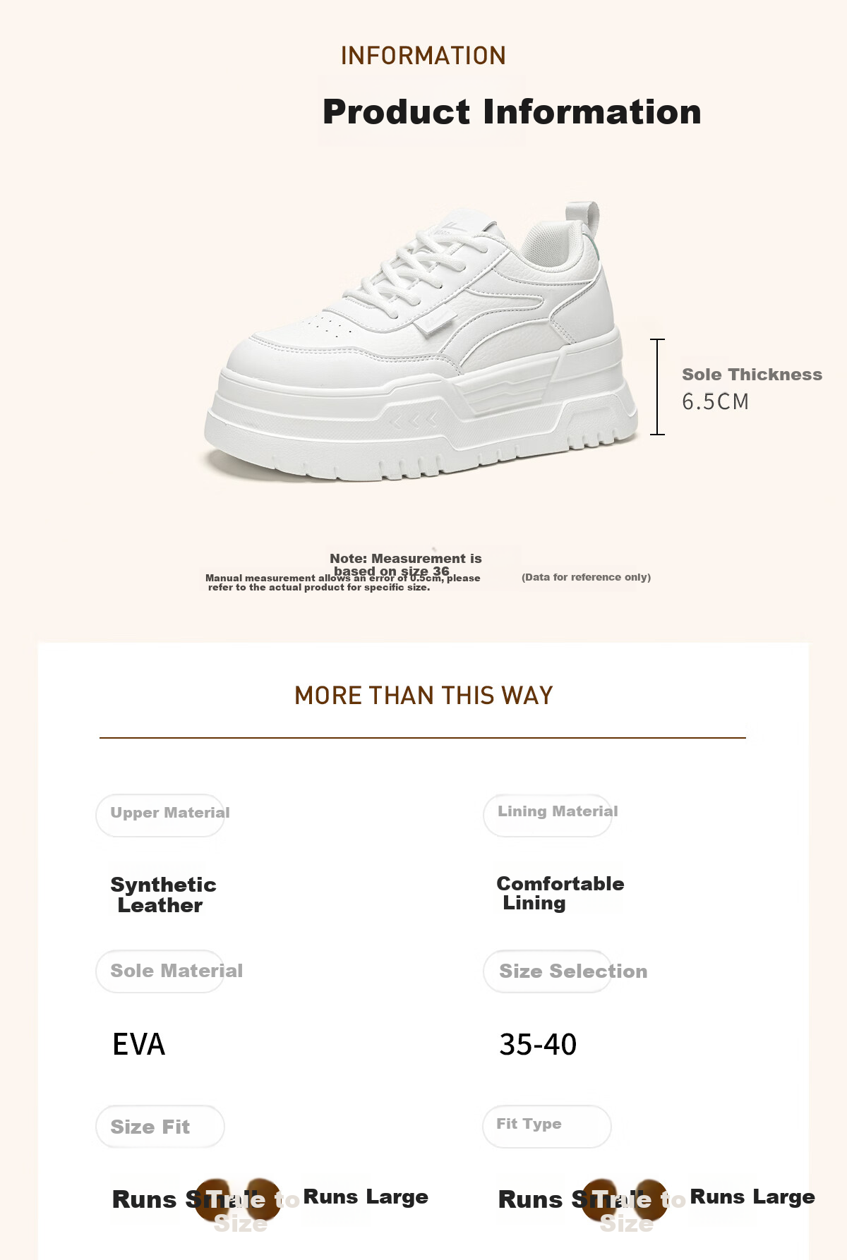 Warrior Women's White Lightweight Comfortable Soft Sole Sneakers Casual Student Sport Platform Shoes Size 35 4