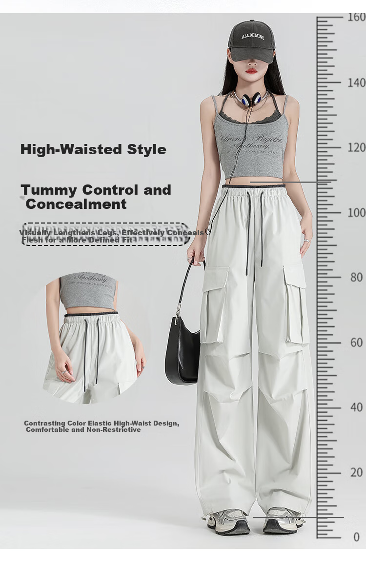 Free Style Women's Cargo Pants Summer Thin 2026 New High Waist Slim Drawstring Jogger Paratrooper Wide Leg Hiking Casual Pants 6