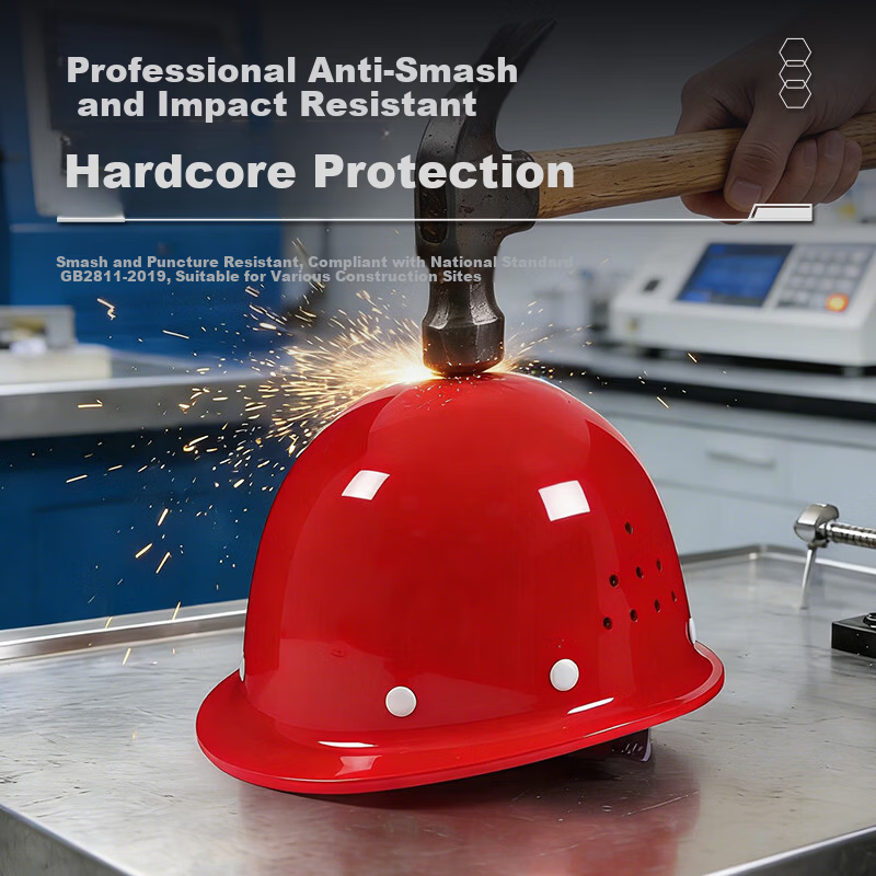 SHOUDUN Safety Helmet New Style Thickened Breathable Anti-Smash Construction Worker Red