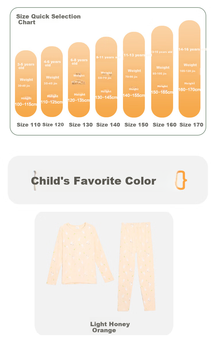Hodohome Kids Girls Cotton Antibacterial Thin Thermal Underwear Set 7A Round Neck Printed Warm Pajamas 108 150 17