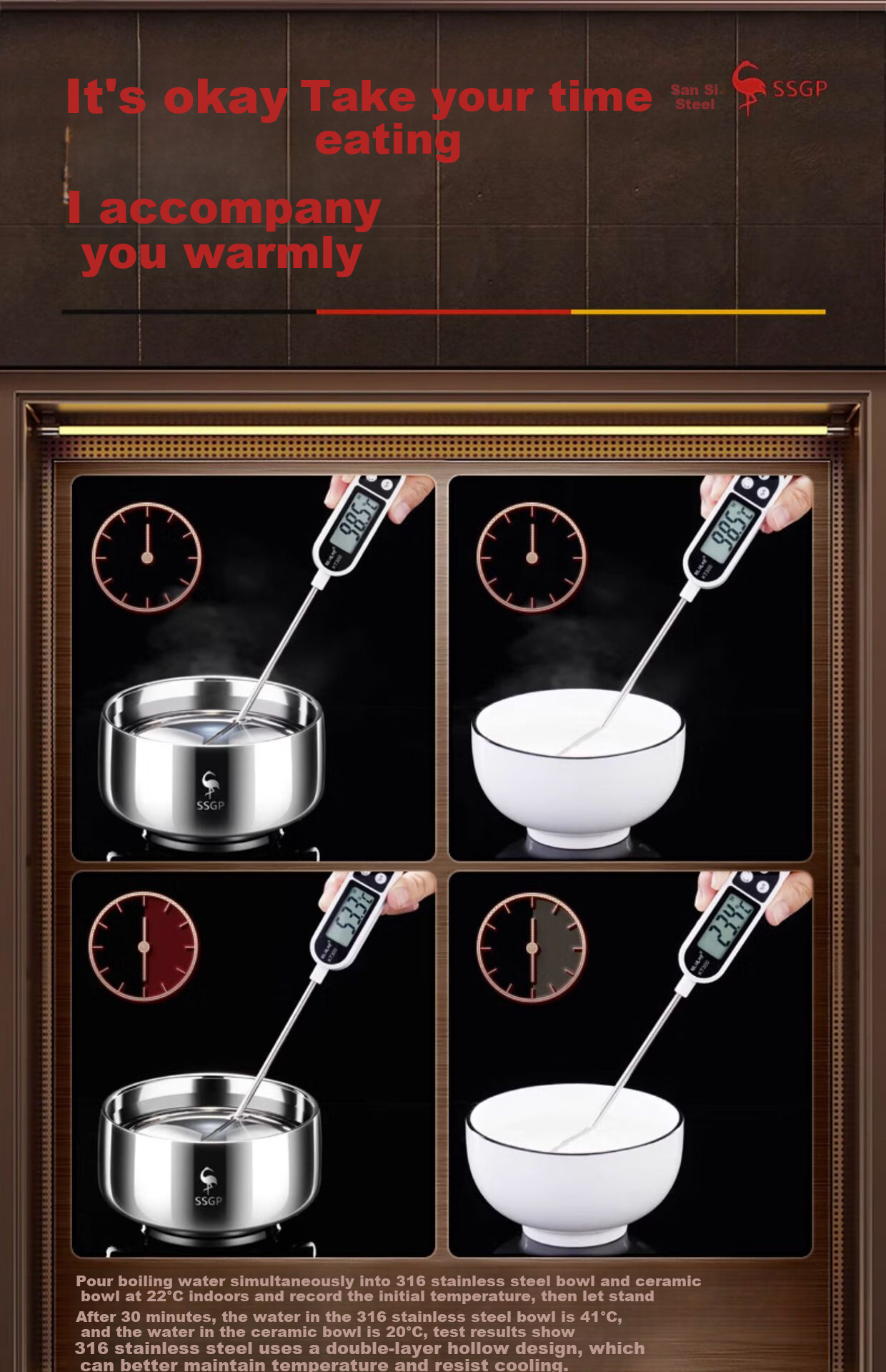 SanSi Steel Food-Grade 316 Stainless Steel Insulated Heat-Resistant Durable Soup Bowl for Adults - No.1 Member Store 11