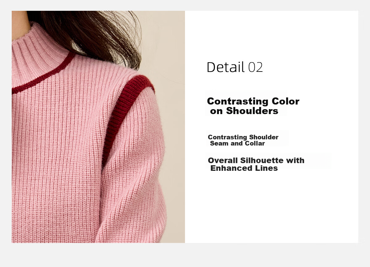 PinCai Women's Knitted Sweater Soft Pink Thick Pullover Half Turtleneck Knit Top P144Z9004 13