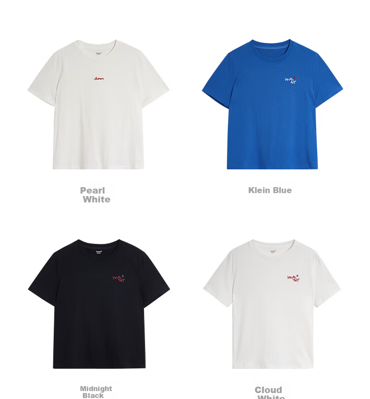 INMAN Classic Cotton Embroidered Crew Neck Short Sleeve T-Shirt Spring 2026 Women's Casual Basic Pearl White M 25