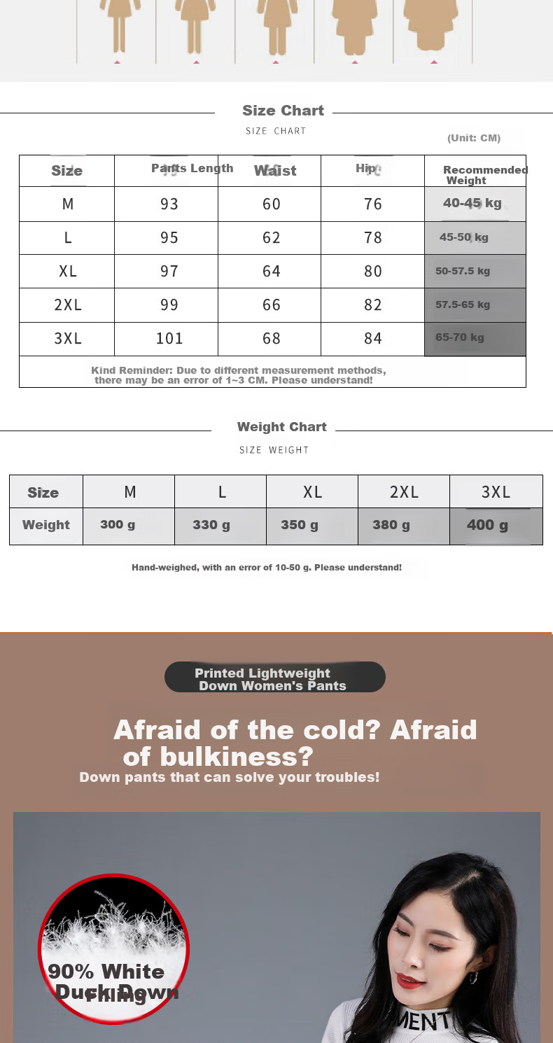 LangSha Women's Inner Lined Down Pants Winter Fleece Thickened Warm High Waist Plus Size Slim Lightweight Northeast Cotton Pants 7