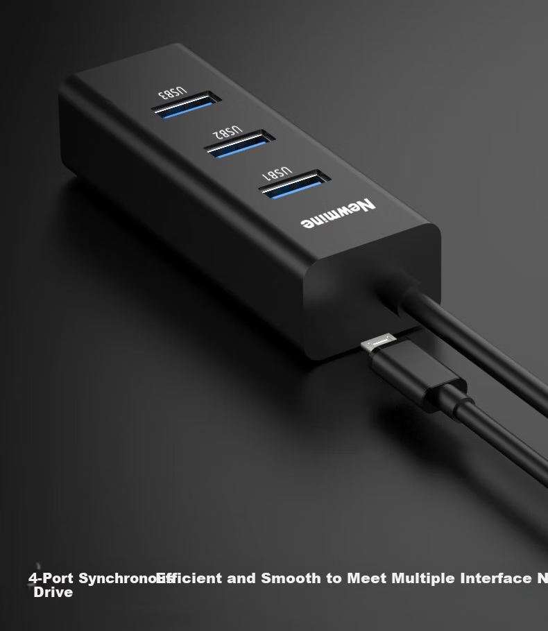 Newmine USB 2.0 High-Speed 4-Port HUB Splitter USB Expansion Dock Extension Cable Converter for Laptop Desktop Approx. 0.25m Black 3