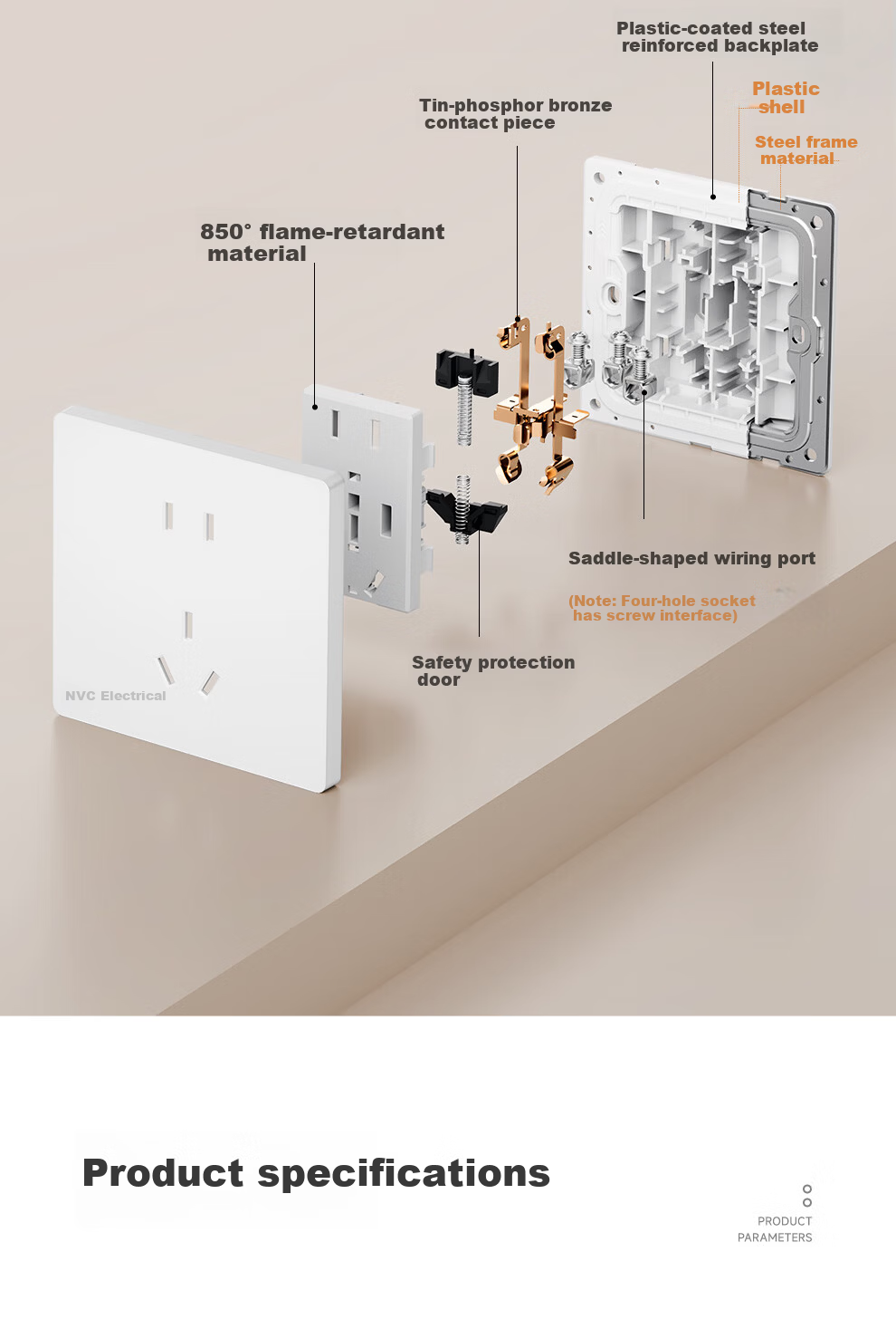 NVCleishidiangong Switch Socket, Two-Way Double Control Switch, 86-Type Ultra-Thin Panel Switch, N29 White 15