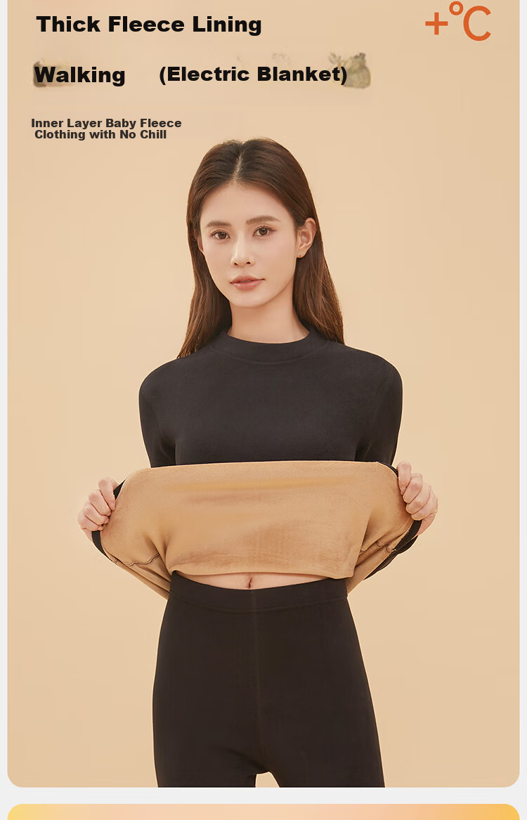 YAYA Ultra Thick 400g Cashmere Thermal Underwear Set for Women Autumn Winter Fleece Lined Antibacterial Top and Bottom 10A 3
