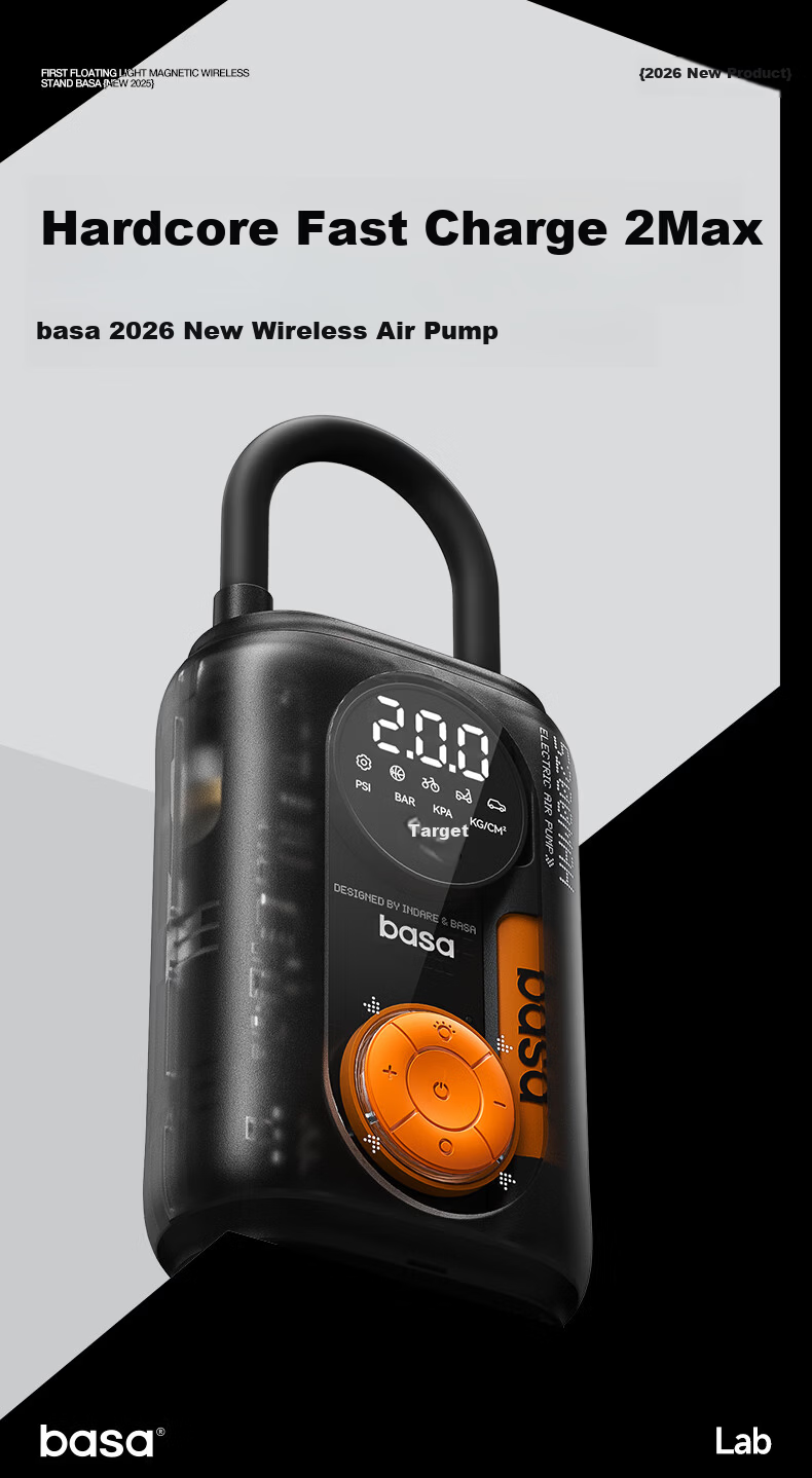 Basa Wireless Car Air Pump with Tire Pressure Gauge for Car, Mountain, and Road Bikes 1