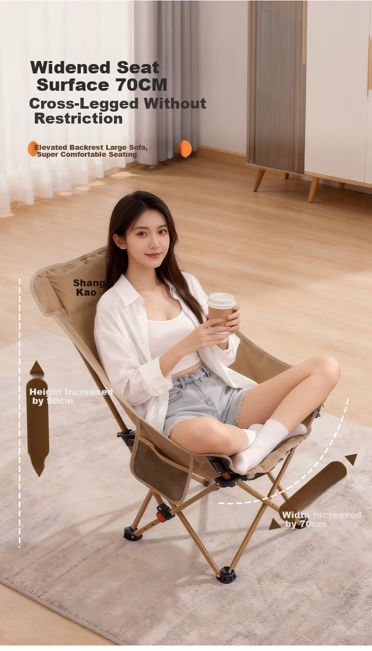 Suncojia Folding Recliner Chair Outdoor Folding Chair Dual-Use Camping Chair Office Nap Chair Nap Bed 10