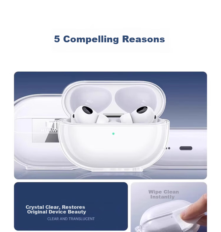 Hot Fire Compatible Huawei FreeBuds Pro4 Transparent Bluetooth Earphone Case Silicone Soft Full-Cover Shockproof Ultra-Thin Protective Shell with Bare Machine Aesthetic + Braided Strap 1