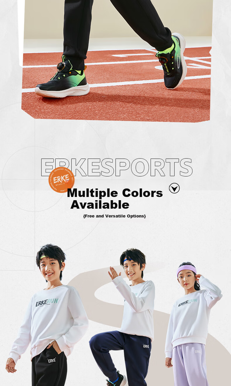 ERKE Kids Unisex Children's Knit Long Pants Sports Pants Black 150 4