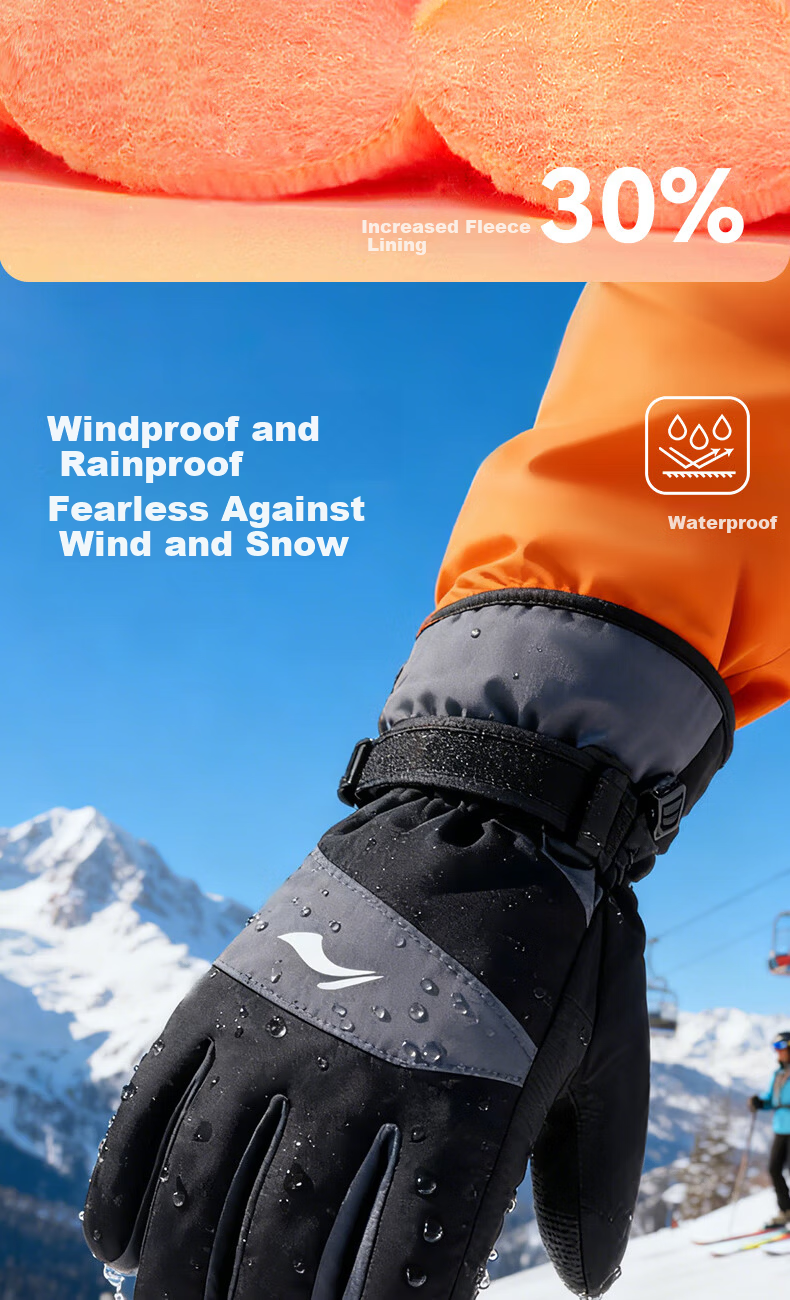 LI-NING Winter Cycling Gloves Men Women Windproof Waterproof Ski Warm Thick Fleece Mountain Climbing Gloves 6