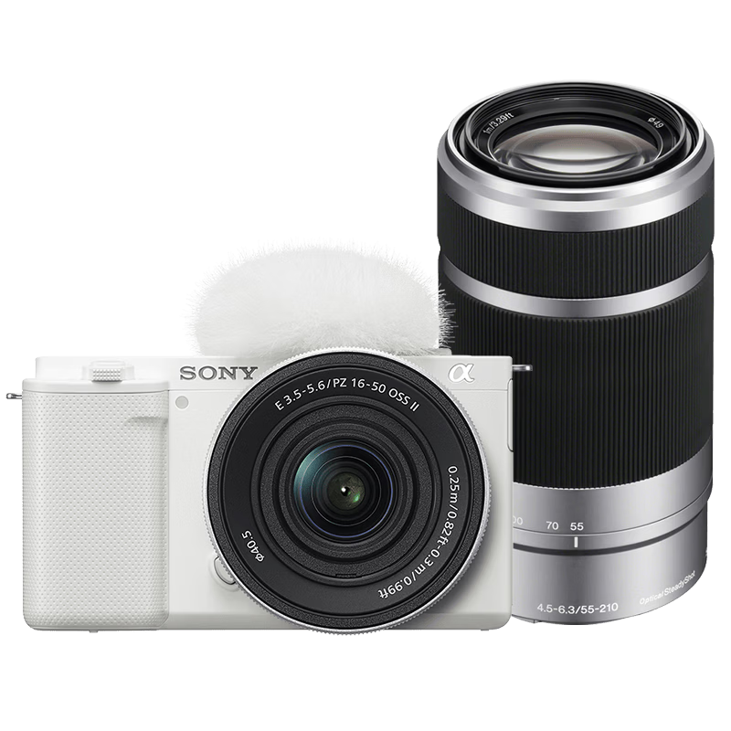 SONY ZV-E10K Value Dual Lens Kit White Body + New 16-50mm Portrait Lens + 55-210mm Telephoto Lens Mirrorless Camera