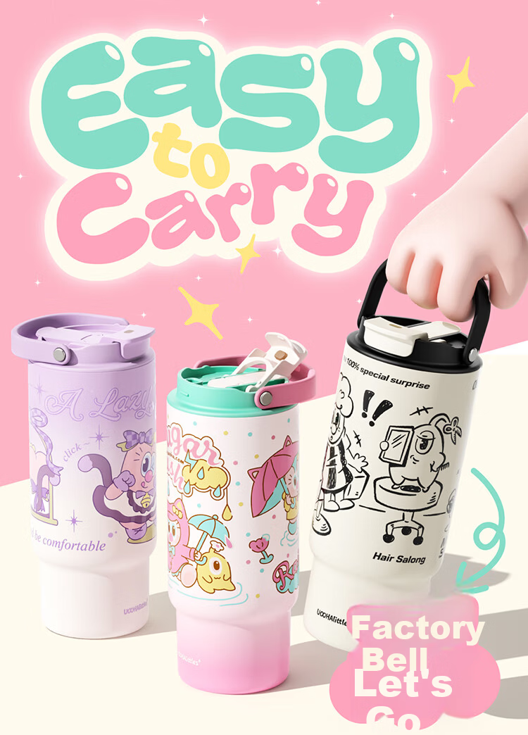 UOOHA Tonba Insulated Tumbler 316 Stainless Steel Cute High-Value Ladies Gift Large Capacity Straw Ice Tumbler Portable Carry Water Bottle 4
