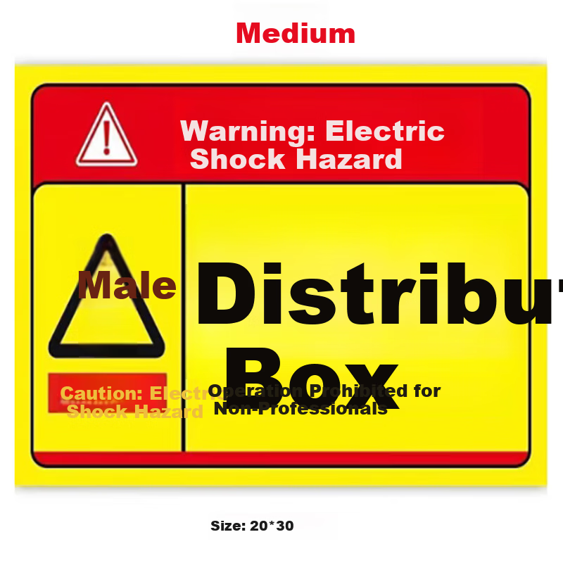 Yiju Changning Medium Distribution Box Label PVC Safety Warning Electric Hazard Sign 20x30cm 5-Pack