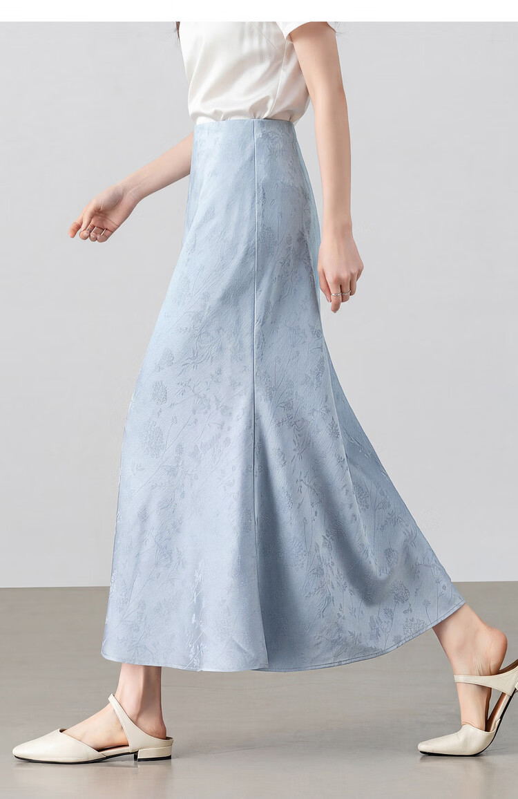 Shangdu Bila Gentle Elegant Summer High-Waist Stretch Jacquard Mermaid Midi Skirt for Women 16