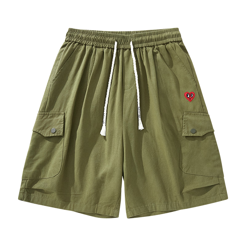 Charles Peach Heart Trendy Workwear Five-Point Shorts Summer Loose Straight Casual Versatile Slimming Shorts Apricot L