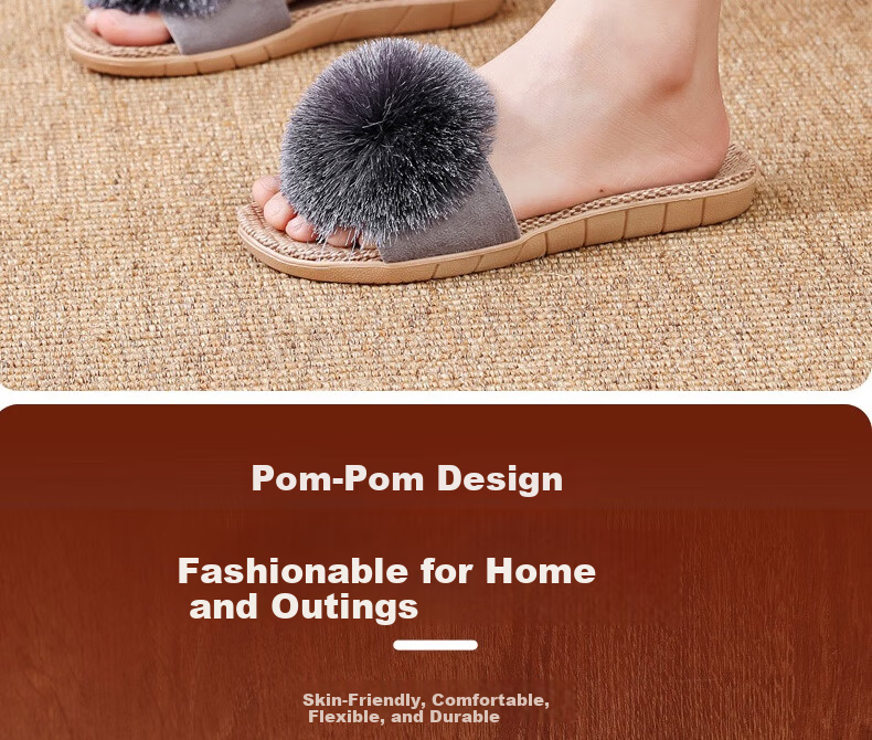 Huamei Jianbu Women's Linen Slippers Indoor Non-Slip Odor-Resistant Sweat-Absorbing Durable Floor Sandals HM3130 Gray Size 35-36 11