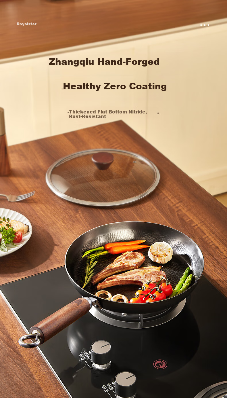 Royalstar Zhangqiu Handmade Forged Non-Stick Frying Pan Steak Pan Gas Stove Open Flame Special 26cm 1