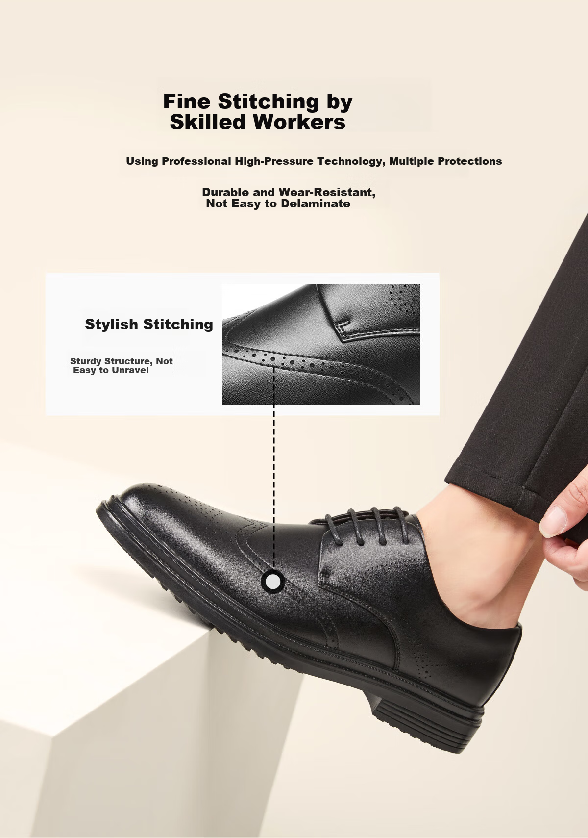 Huili Men's Shoes, Business British Style Brogue Carved Leather Shoes, Versatile Casual Comfortable Soft-Soled Formal Shoes, Black, Size 44 9