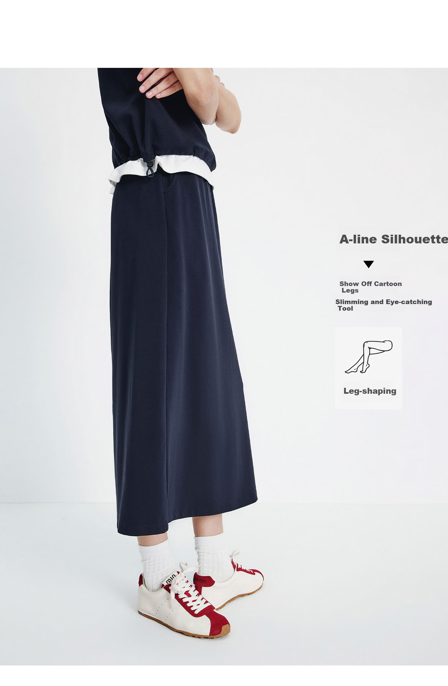 Navigare Italy Small Sailboat 26 New Casual Women's Half Skirt with Back Slit Commuter Versatile Long Skirt 2312876513 15