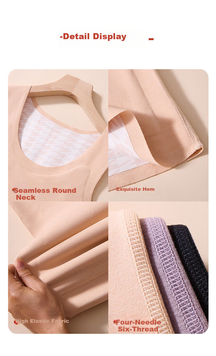 LangSha Women's Thermal Vest Seamless Customizable 100% Wool Filled Patch Comfortable Inner Layer Base Shirt Autumn Winter 9
