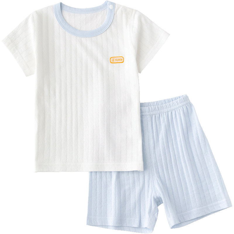 Babyprints Baby Short Sleeve Set Children's Cotton Underwear Homewear Summer Top and Shorts 2-Piece Thin Pajamas Blue 100