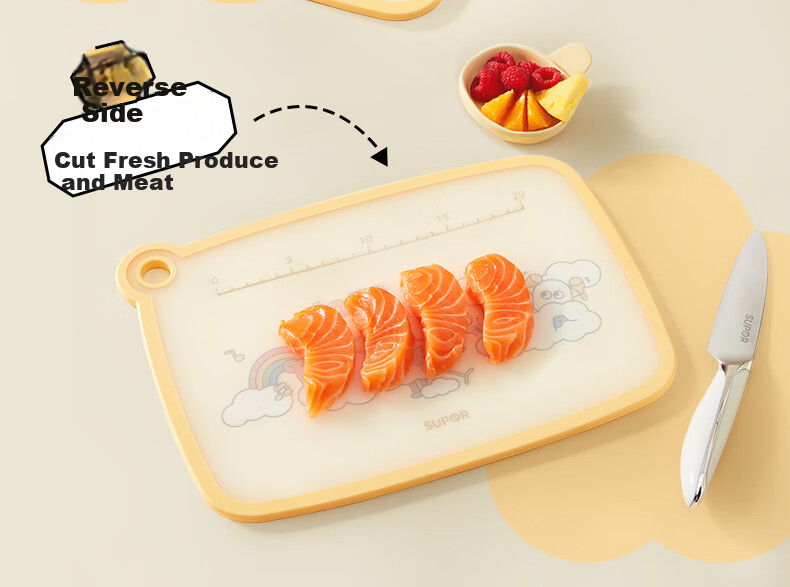 SUPOR Double-Sided Antibacterial Cutting Board Fruit Cutting Board Mold-Resistant Mini Baby Household Small Cutting Board for Baby Food Preparation 12