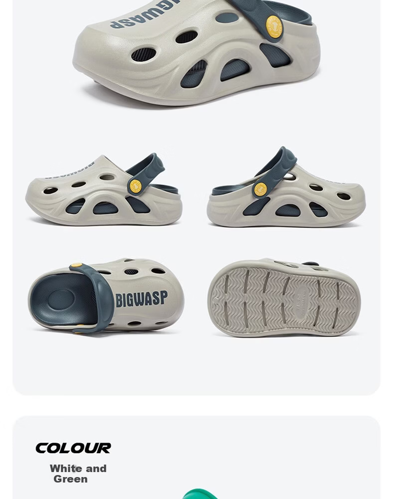 BIG WASP Bumblebee Non-Slip Silent Breathable Hole Shoes D352424773 White Green 33.5 10