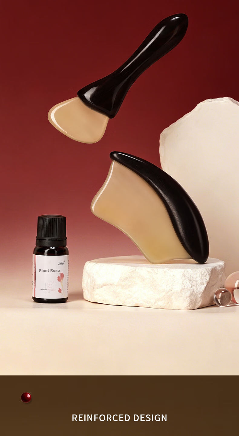 Chaojun Natural Sheep Horn Gua Sha Board Sandalwood Facial and Full Body Massage Mother's Day 520 Gift for Mom Wife Girlfriend 7