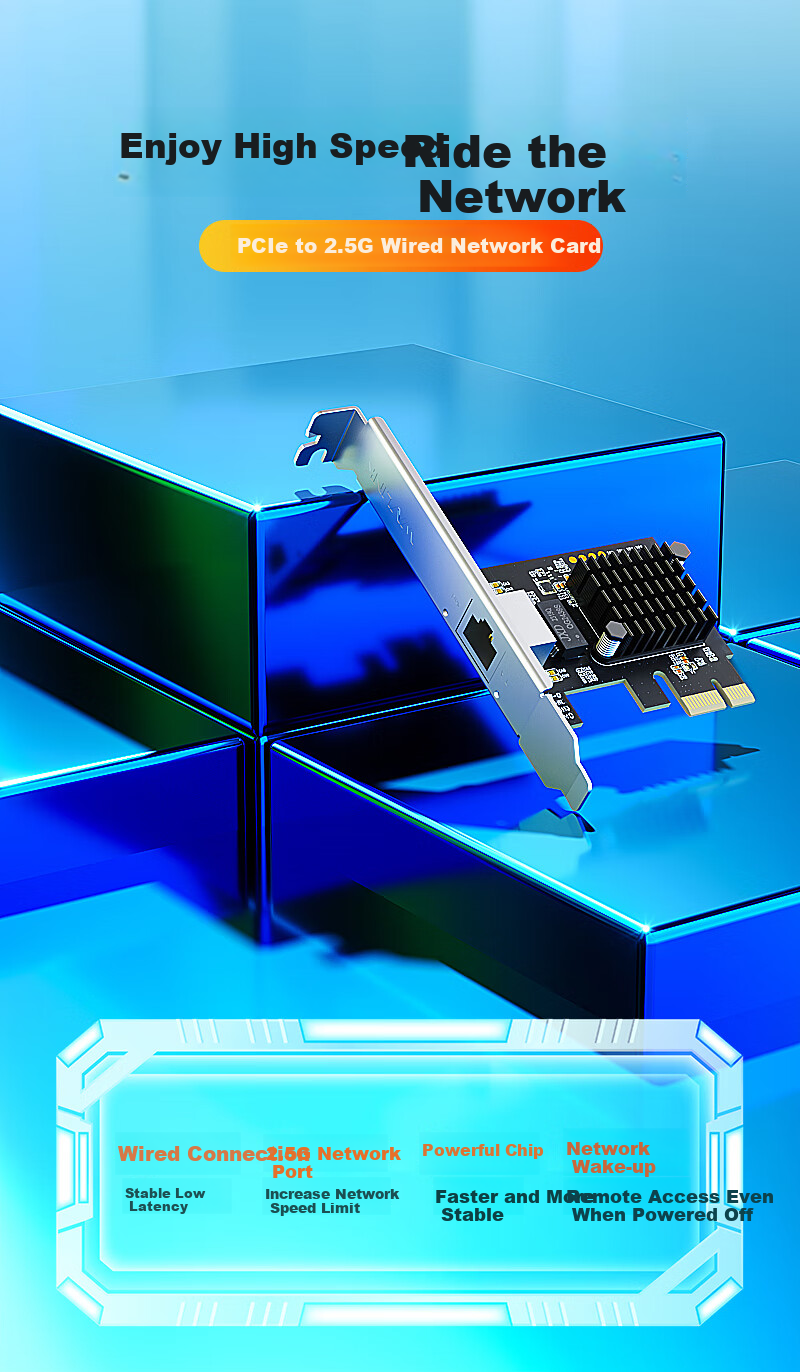 Wavlink PCI-E to 2.5G Wired Network Card, 2Gbps High-Speed Ethernet Port Expansion for Gaming And E-Sports, Desktop Computer Internal Ethernet Adapter with RJ45 Port, NWP002 2