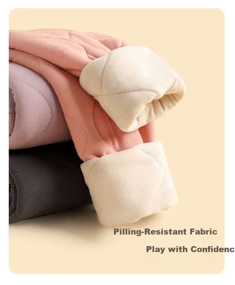 Hodo Kids School Uniform Thermal Cotton Pants Girls Warm Fleece-Lined Thickened Winter Inner Pants Boys Warm Trousers 12