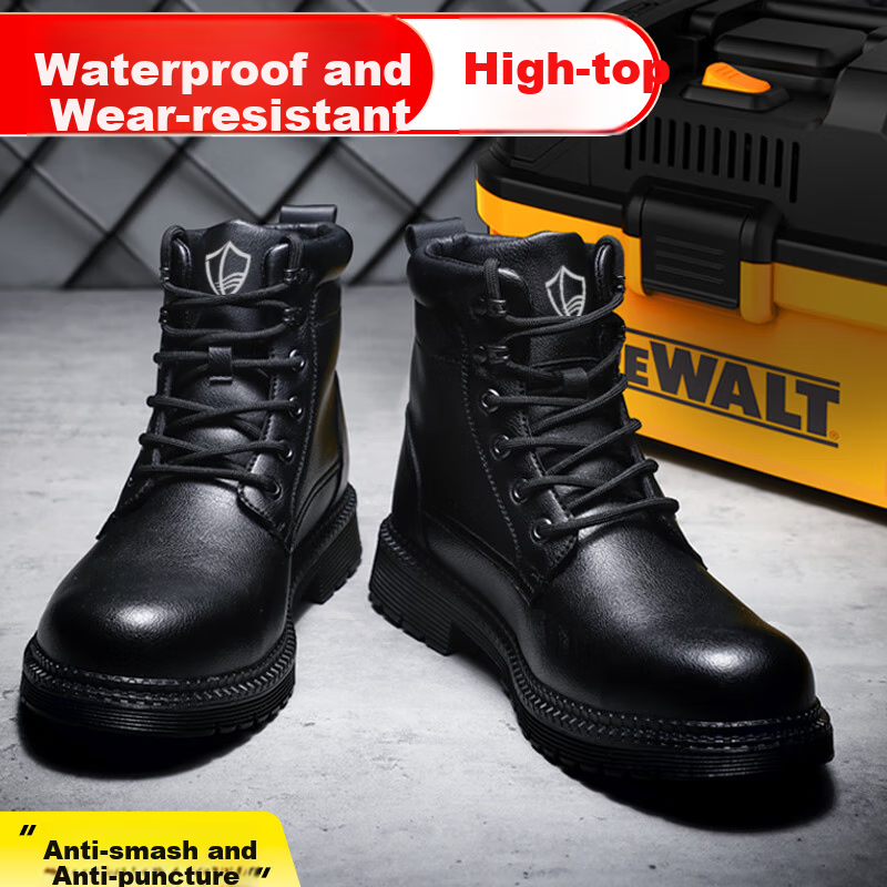BlueOwl Shield Men's High-Top Waterproof Slip-Resistant Anti-Smash Steel Toe Anti-Puncture Safety Work Shoes D1117N Size 38