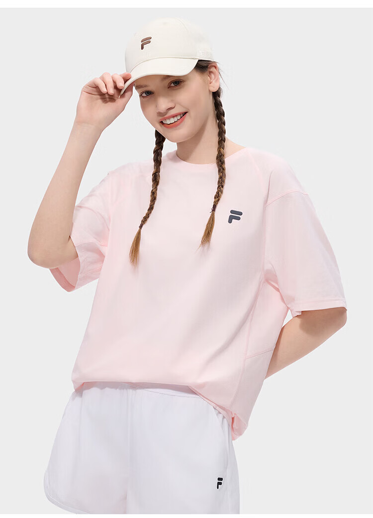 FILA Official Trendy Couple Knitted Dopamine Short Sleeve T-Shirt 26 Summer Quick-Dry Sports Tee 50