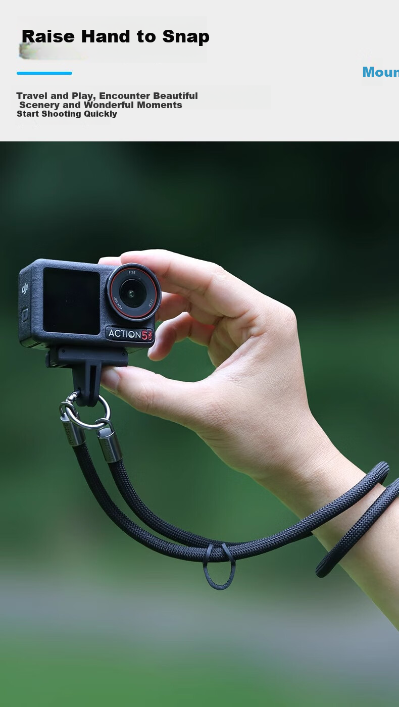 BIAZE DJI Action 6/5/4/3 Lanyard DJI 360 Wrist Strap AcePro2 Anti-Lost Safety Strap Fixed Rope Sports Camera Accessory Black JS34 1